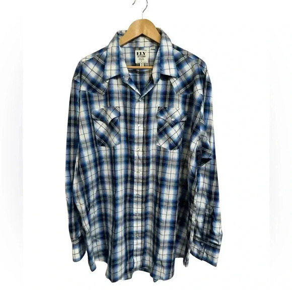Ely Cattleman Shirt Mens 3XLT Tall Plaid Western Pearl Snap Button Rodeo Vintage - Picture 2 of 10